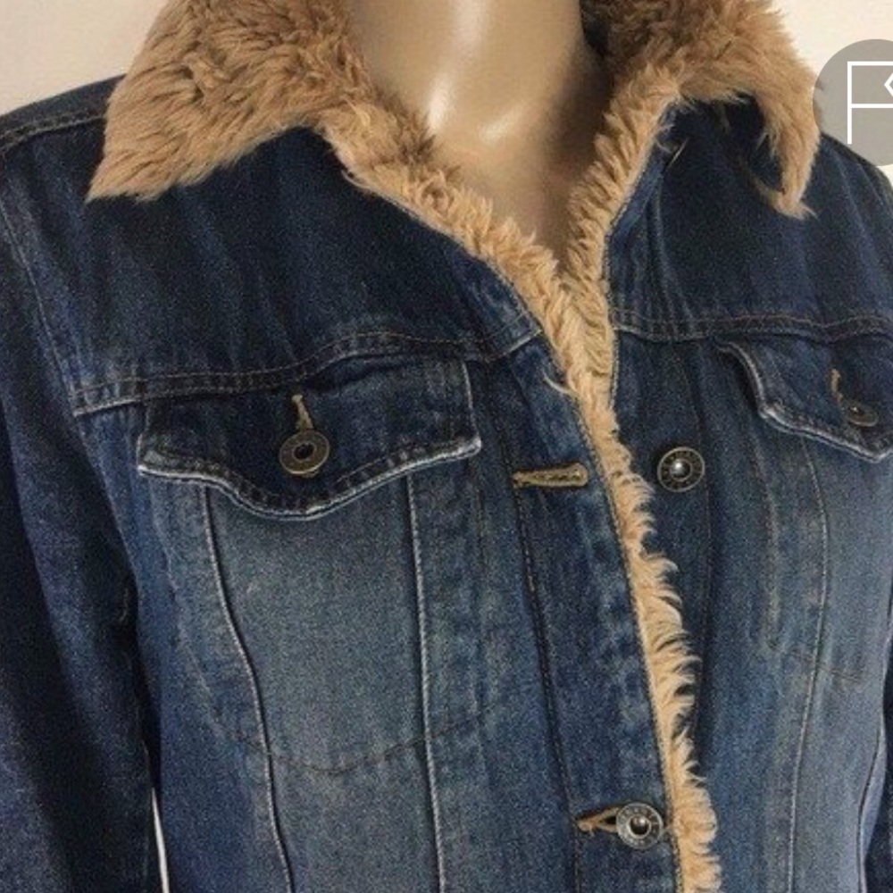 Long Jacket Distressed Jean with Faux Fur